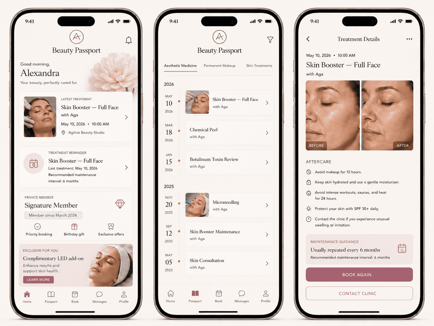 Beauty Passport interface