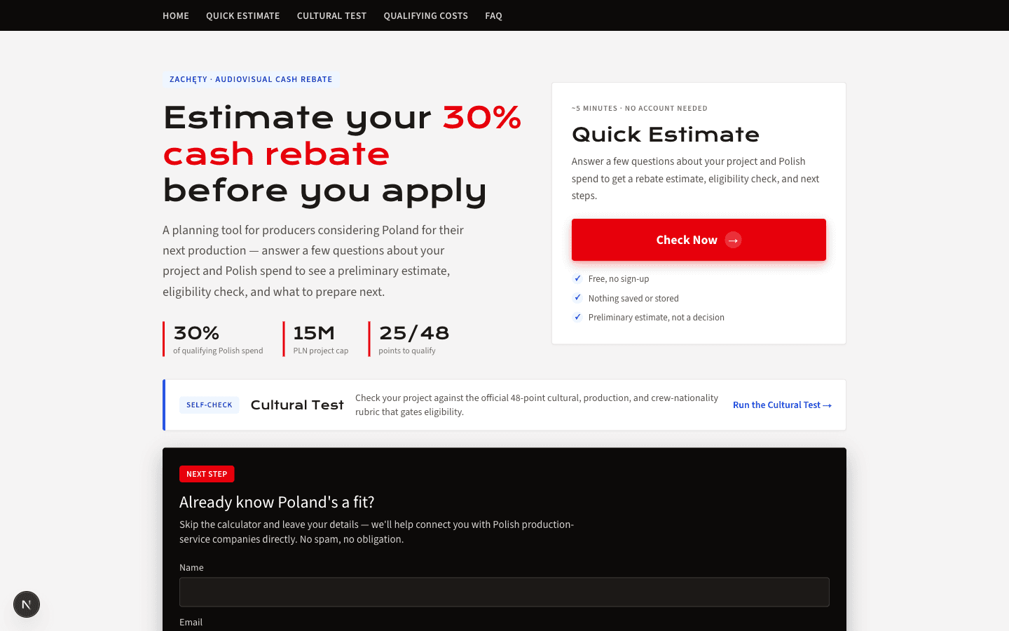 Cash Rebate Calculator interface
