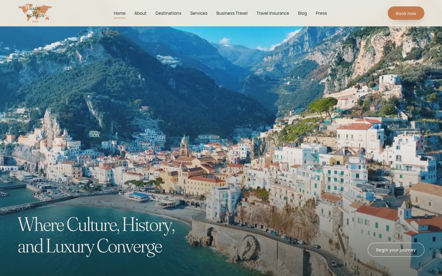 Haus of Nomads Travel — strona internetowa — widok aplikacji